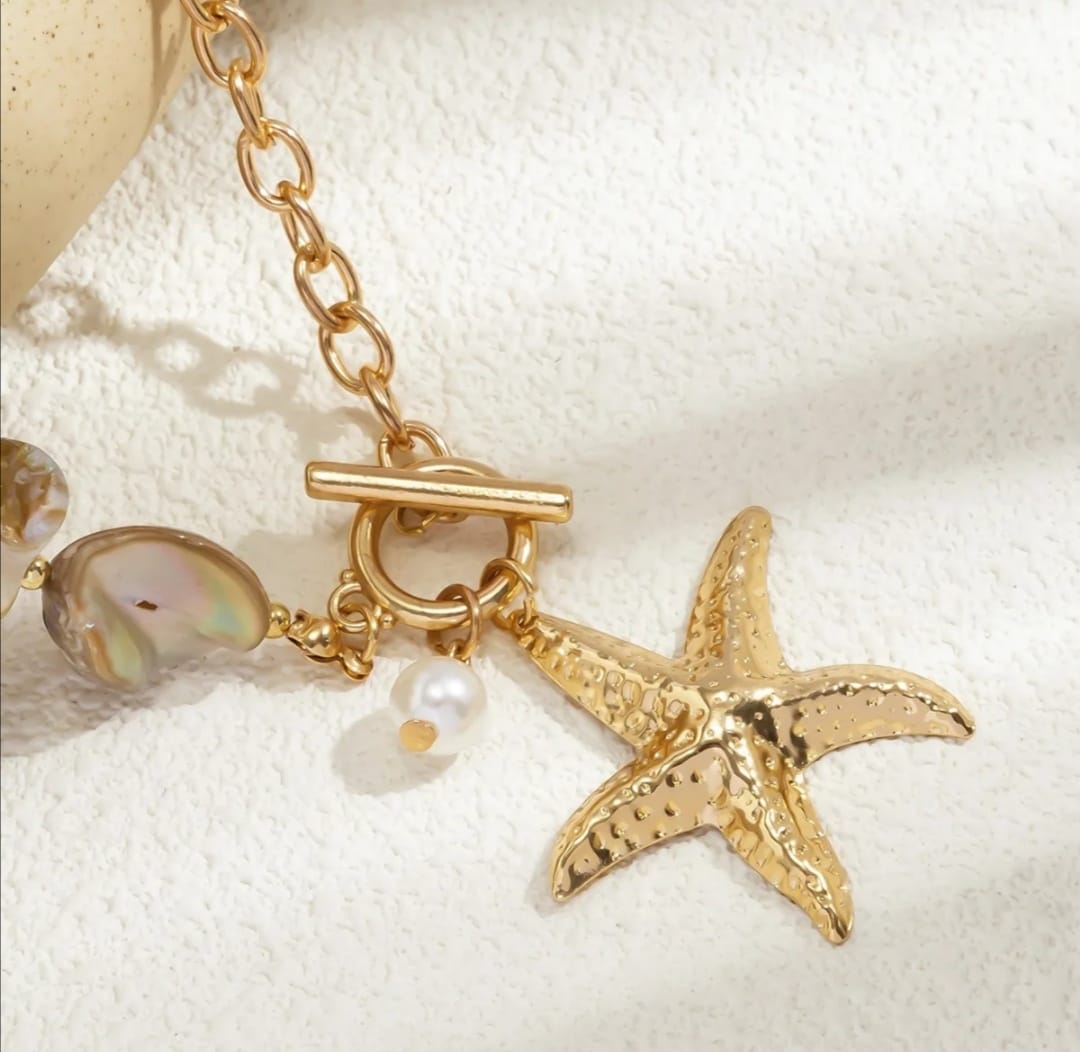 BOHEMIAN STARFISH SHELL PEARL NECKLACE