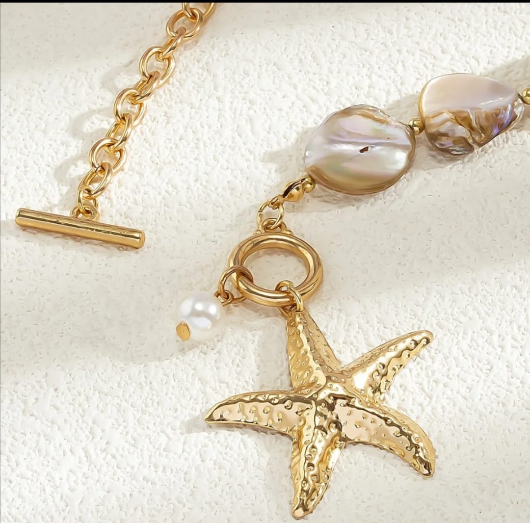 BOHEMIAN STARFISH SHELL PEARL NECKLACE