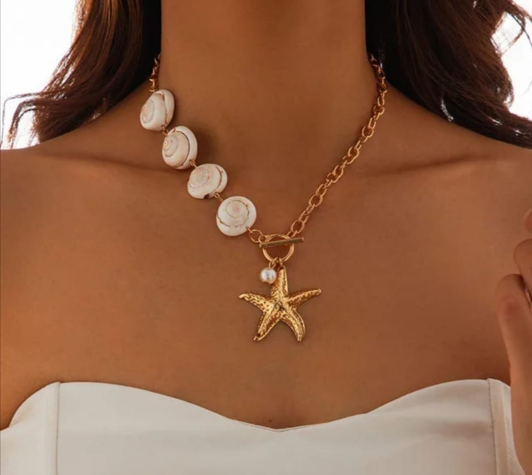 BOHEMIAN STARFISH SHELL PEARL NECKLACE