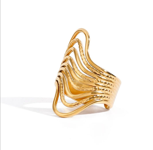 MULTI-LAYER HOLLOW IRREGULAR OPEN RING