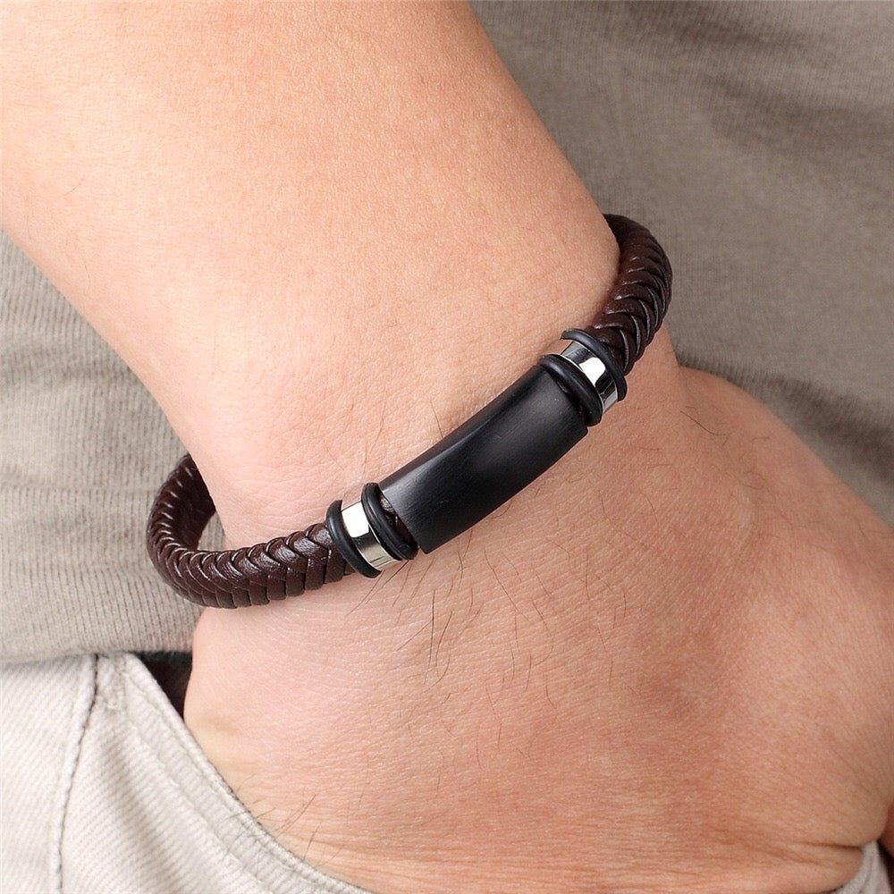 Vintage Woven Men's Leather Bracelet