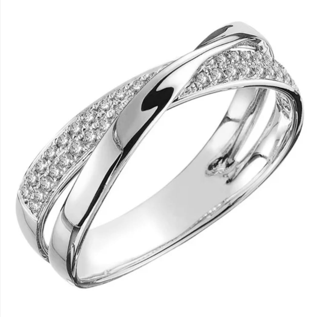 SIMPLE X-SHAPED ZIRCON COPPER RING
