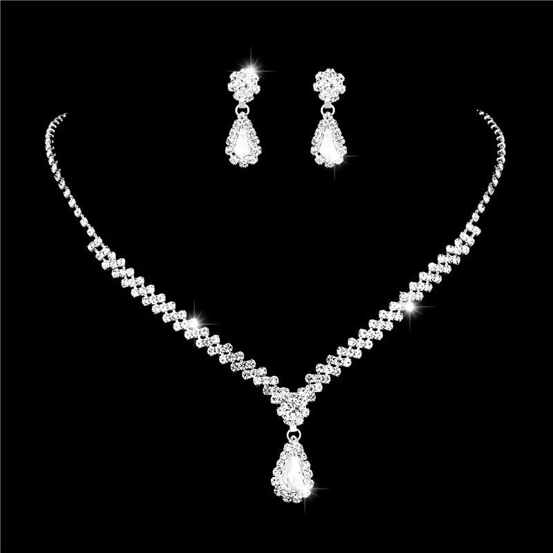 Crystal Rhinestone Necklace Earnings Set