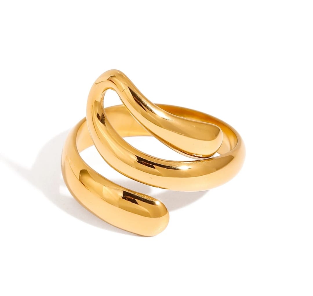 OPEN MODERN GEOMETRIC LINER WITH IRREGULAR OVAL CUT RING