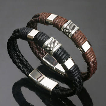 MEN'S LEATHER WOVEN BRACELET