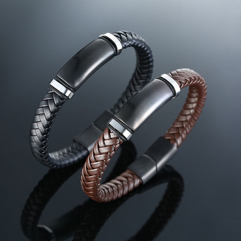 Vintage Woven Men's Leather Bracelet
