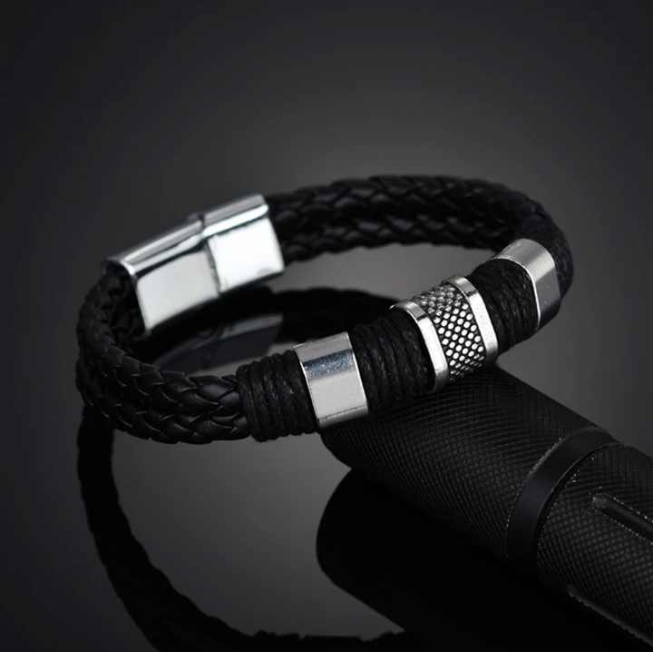 MEN'S LEATHER WOVEN BRACELET