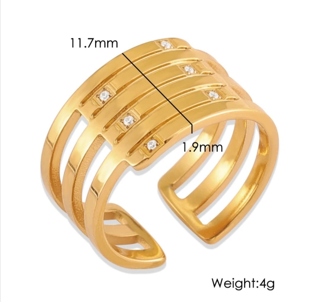 MULTI-LAYERS TWINKLING CUBIC ZIRCON RING