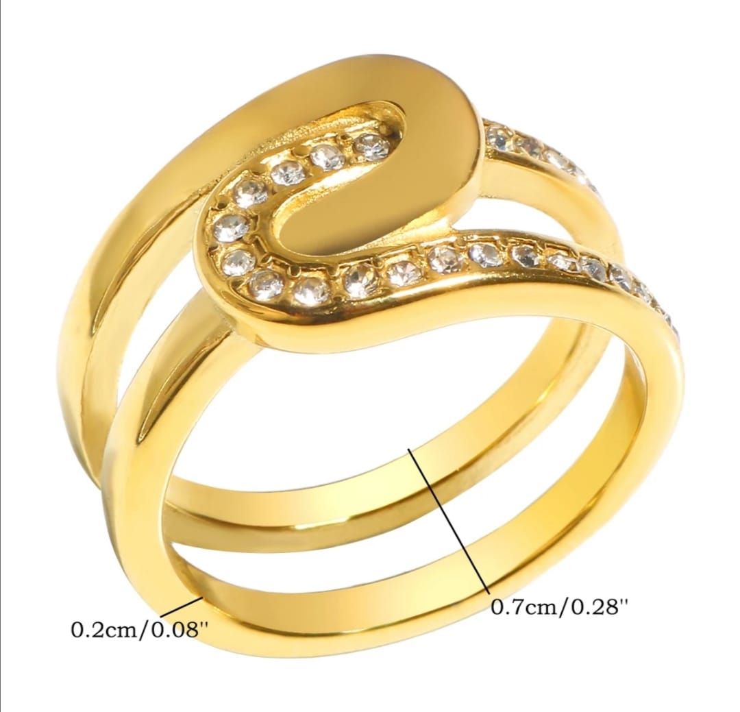 TWO TONE TWISTED BAND PAPERCLIP RING