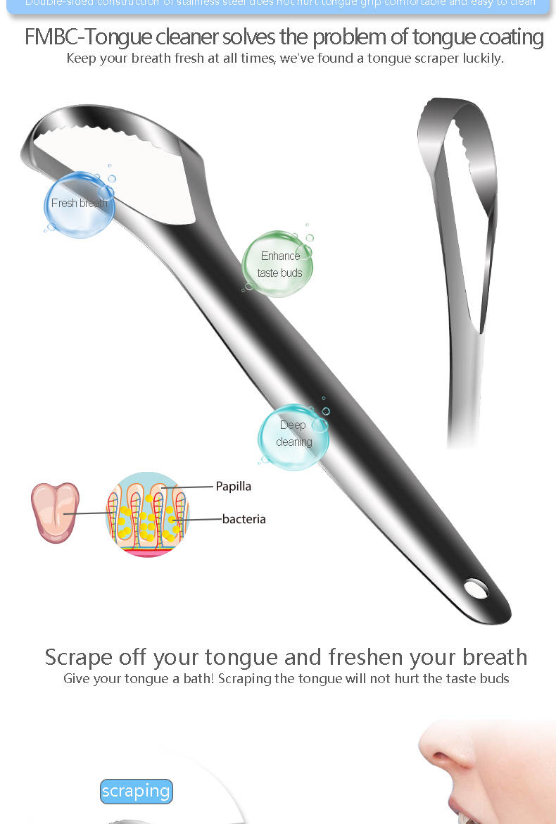Stainless Steel Double Layer Tongue Scraper