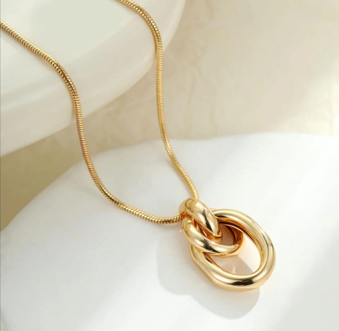 VINTAGE STAINLESS STEEL GOLD-LINKED NECKLACE