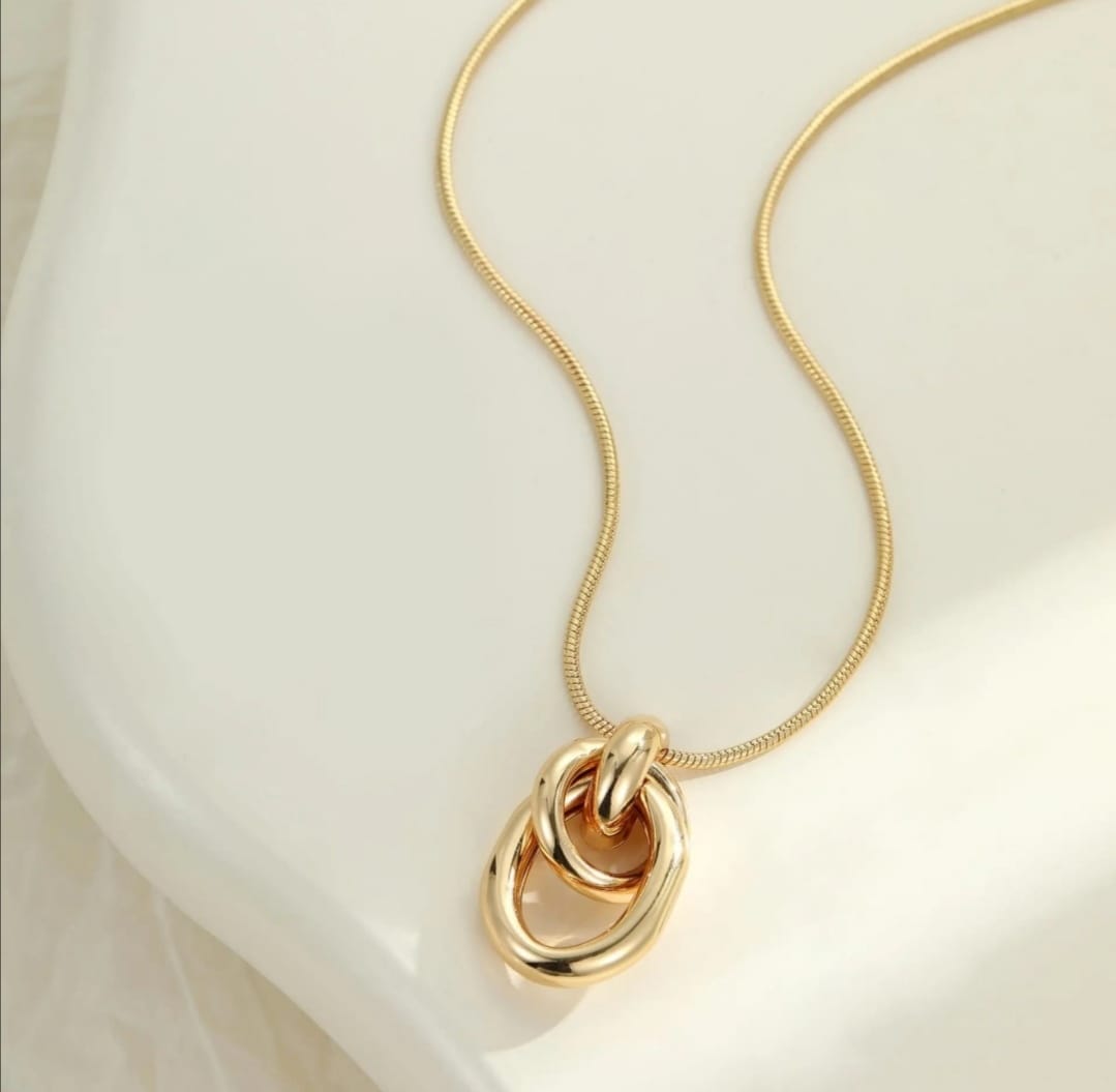 VINTAGE STAINLESS STEEL GOLD-LINKED NECKLACE