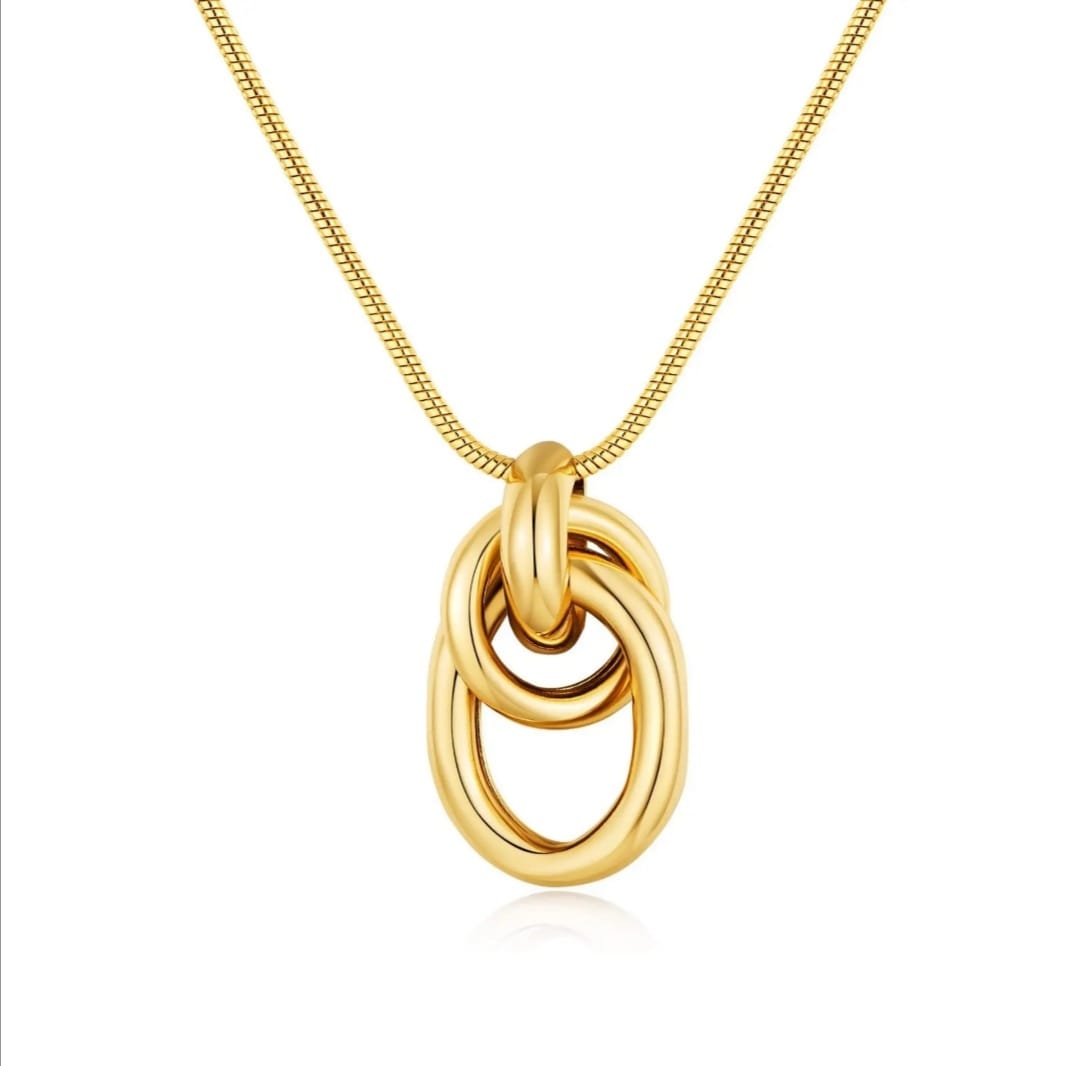 VINTAGE STAINLESS STEEL GOLD-LINKED NECKLACE
